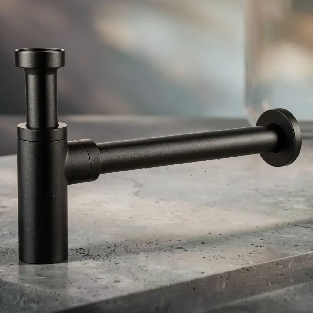 [50259] 32mm/40mm Matt Black Brass Basin Bottle Trap Round