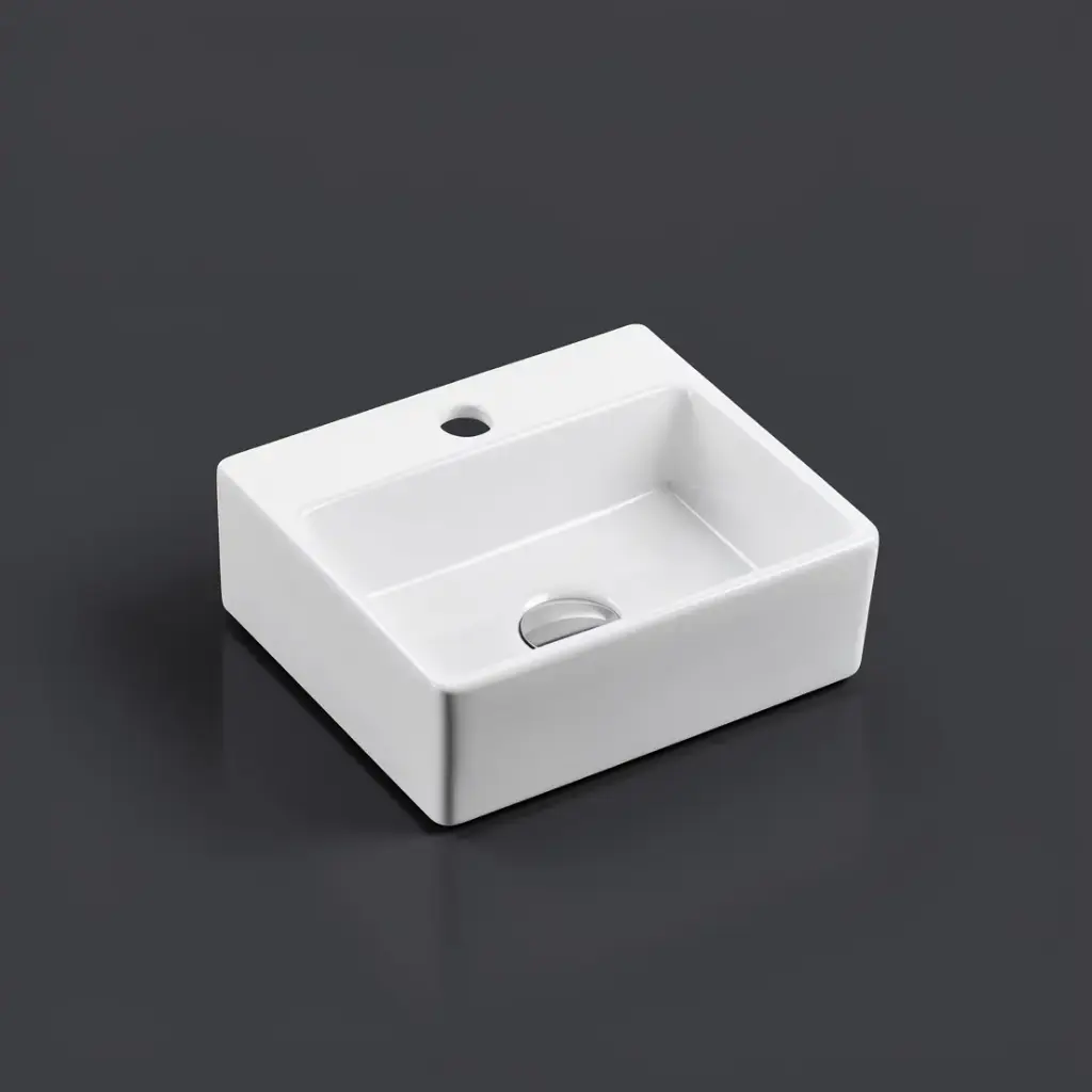 330*290*110mm Wall Hung Rectangular Basin With Mixer Hole