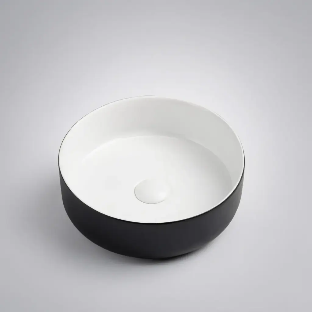 [50047] 355*355*120mm Sasso Black&White Above Counter Round Basin