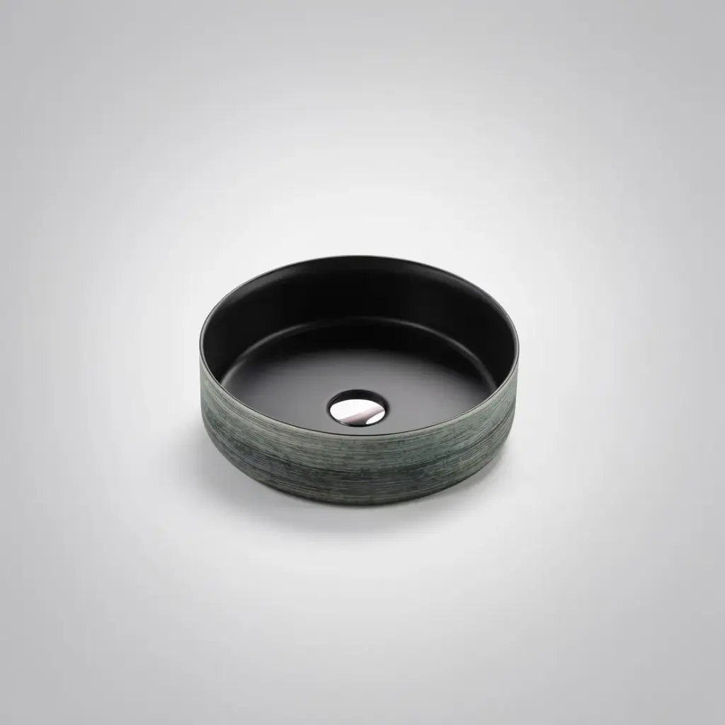[50045] 355*355*120mm Sasso Touchline Black Above Counter Round Basin