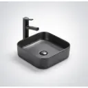 370*370*113mm Matte Black Kliff Fine Ceramic Above Counter Basin No Overflow,32mm Waste