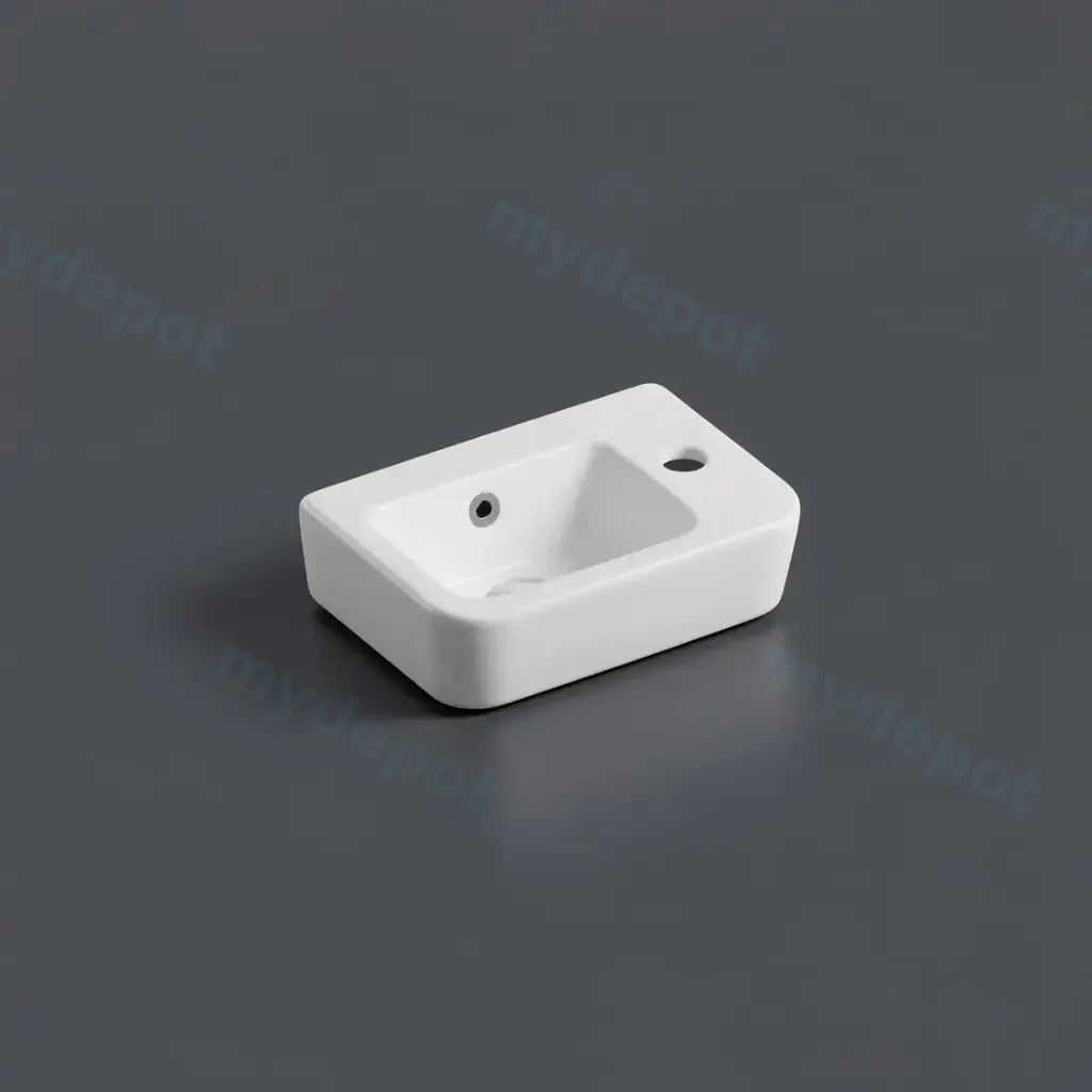 [50095] 375*245*100mm Wall Hung Rectangular Basin With Right Side Mixer Hole