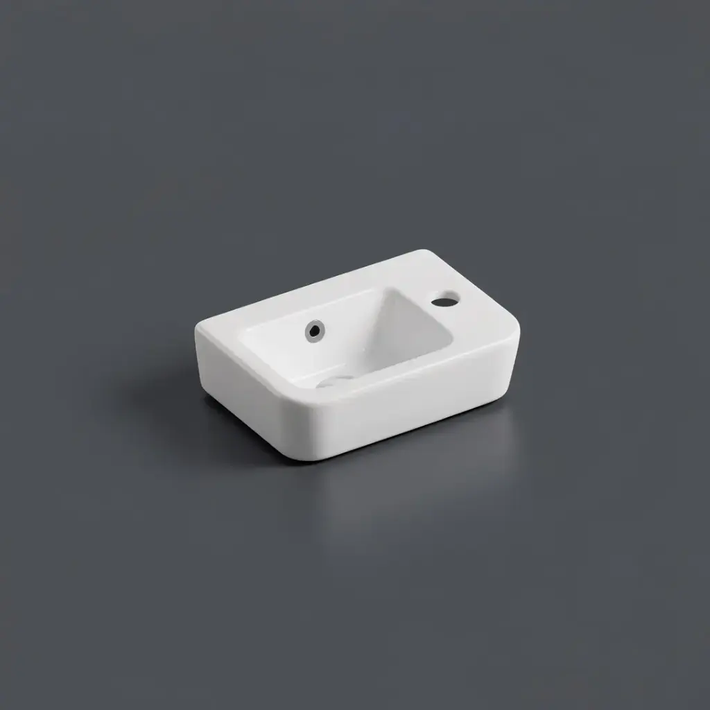 [50095] 375*245*100mm Wall Hung Rectangular Basin With Right Side Mixer Hole