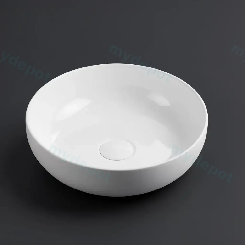 [55459] 377*377*110mm Gloss White Oban Fine Ceramic Above Counter Basins No Overflow,32mm Waste