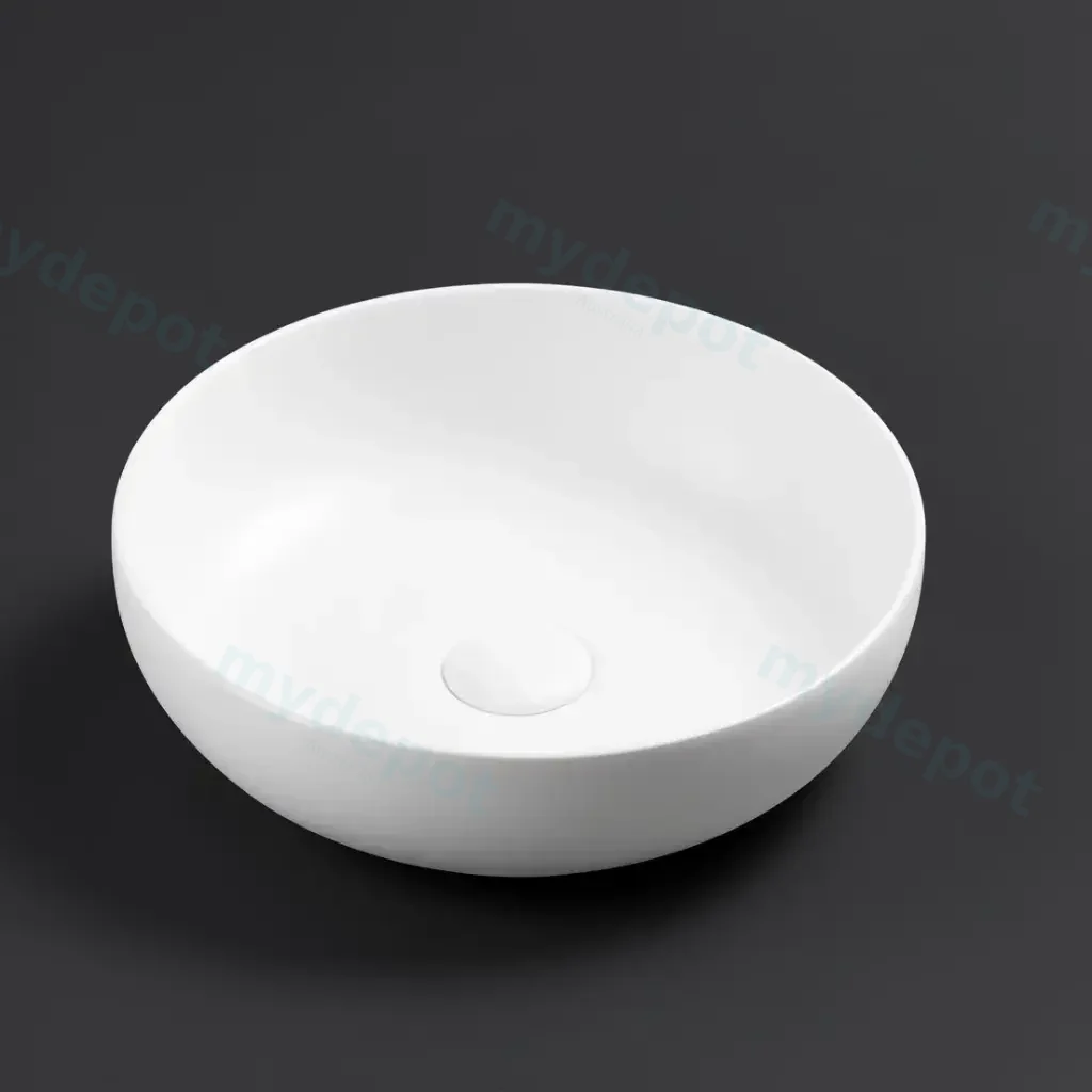 [55461] 377*377*110mm Matte White Oban Fine Ceramic Above Counter Basins No Overflow,32mm Waste