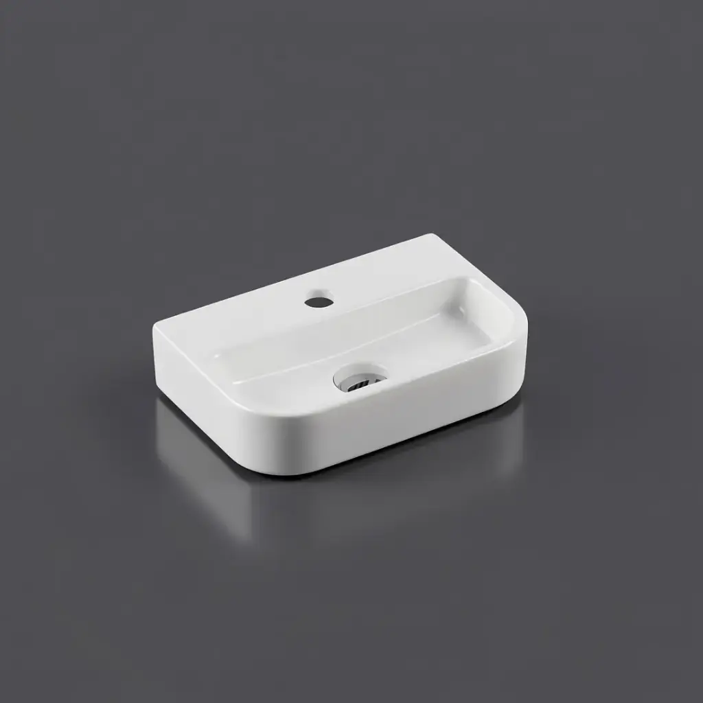 [50096] 380*245*80mm Wall Hung Rectangular Basin With Mixer Hole