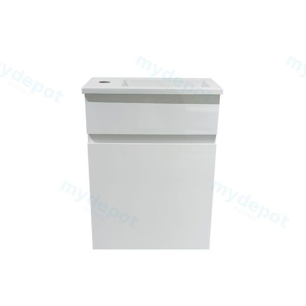 400*350*710mm Wall Hung Gloss White Slim PVC Vanity With Top