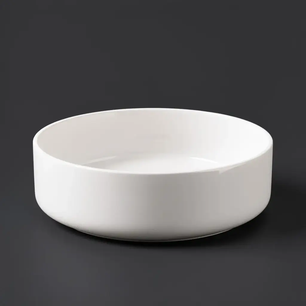 [90132/AC4040R] 400*400*115mm Round Gloss White Ceramic Above Counter Basin Non-overflow