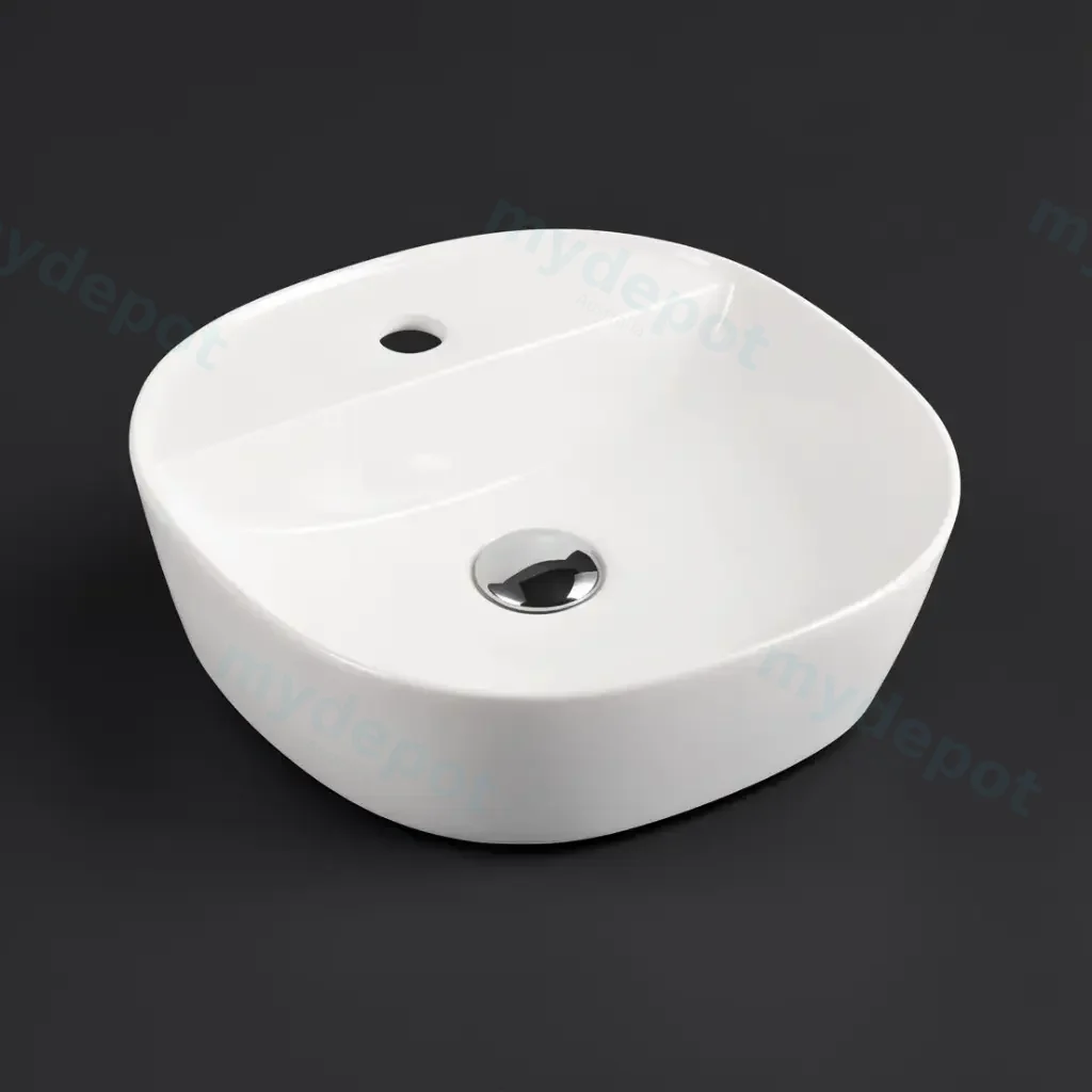 [90134/AC4040S-TH] 400x400x120mm Square Gloss White With 1 Tap Hole Ceramic Above Counter Basin Non-overflow