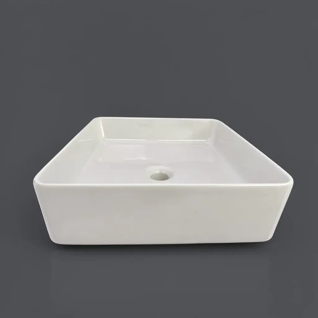 [43381] Ikon Ultra Thin Above Counter Basin Gloss White 400x400x140mm 