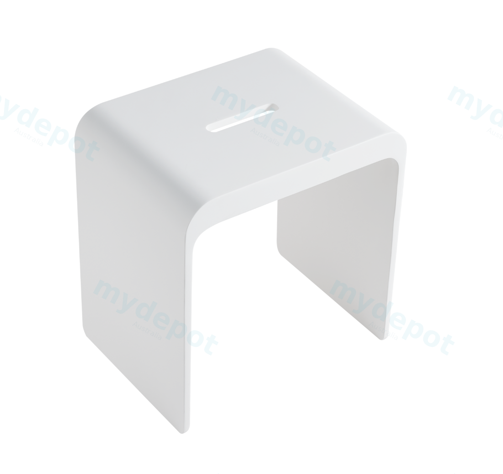 [55651] 400X300X430mm Matt White Chasey Solid Surface Stone Bath Stool