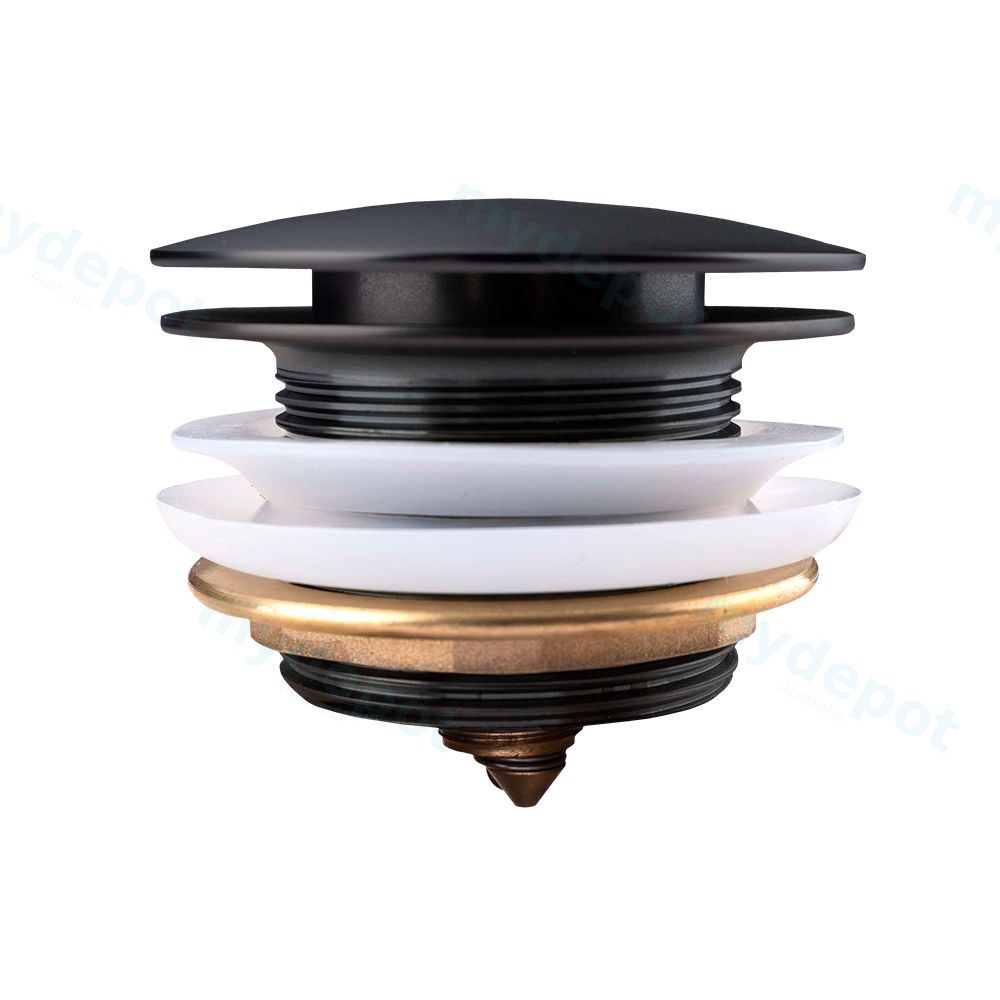 [41328] 40mm Matt Black Solid Brass Bathtub Mushroom Pop Up Waste Drain NO Overflow