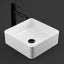 370x370x135mm Square Gloss White Ceramic Above Counter Basin Non-overflow