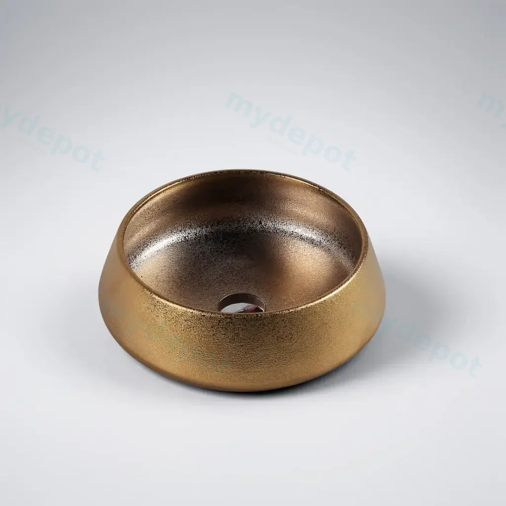410*410*140mm Counter-Top Circular Art Gold Basin