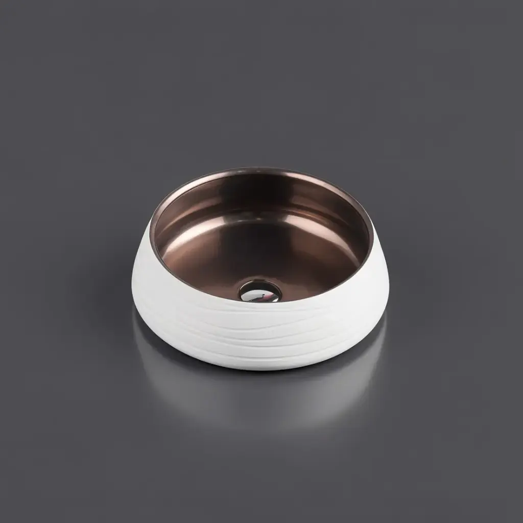 410*410*140mm Counter-Top Circular Art White Basin