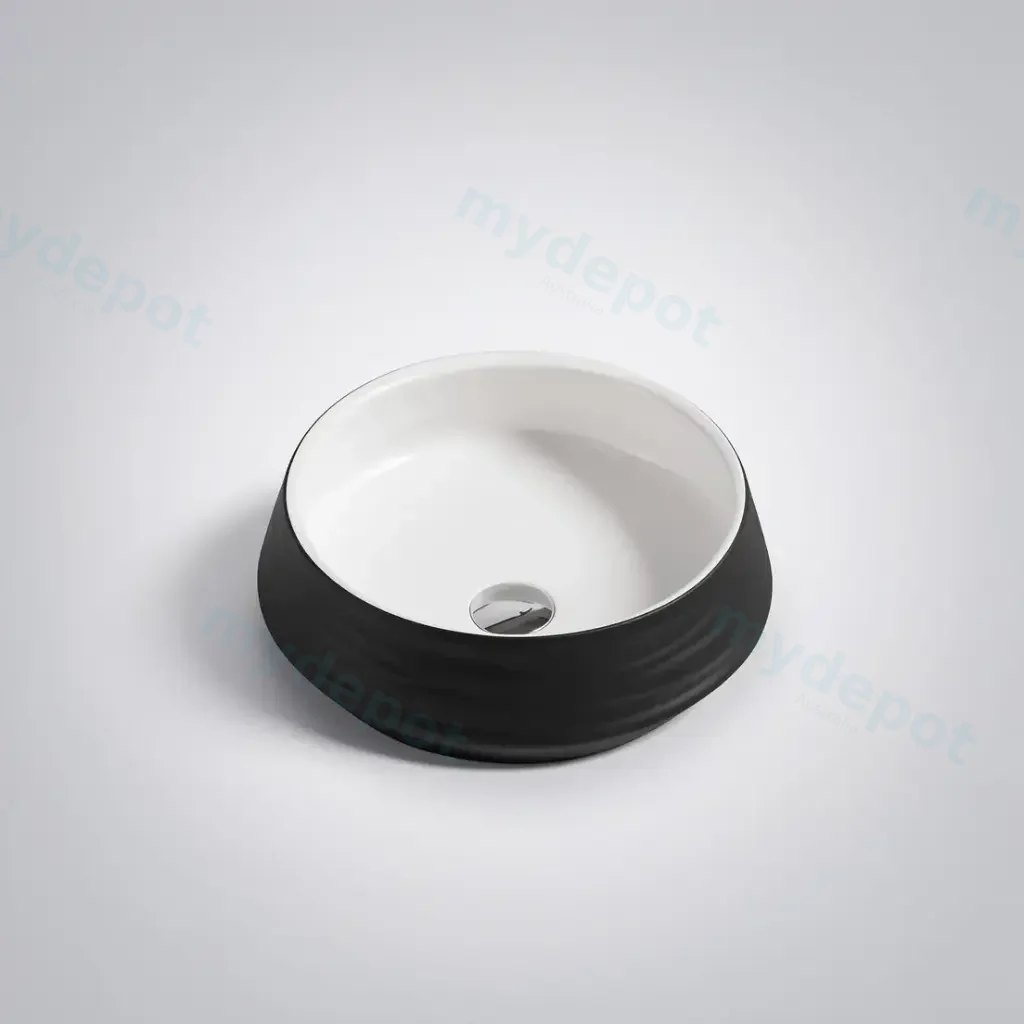 [50060] 410*410*140mm Counter-Top Circular Black/White Basin