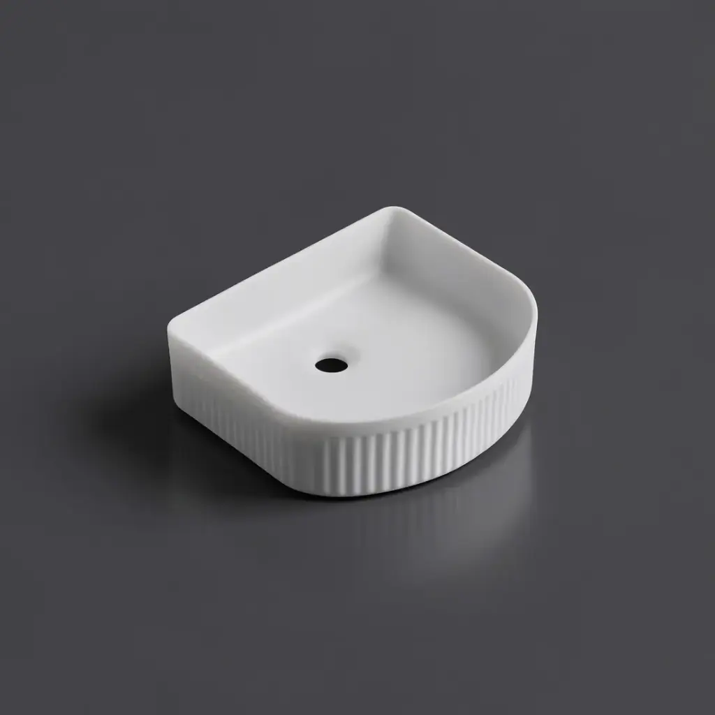[50019] 415*365*120mm Cora Above Counter Fluted Matt White Arch Basin