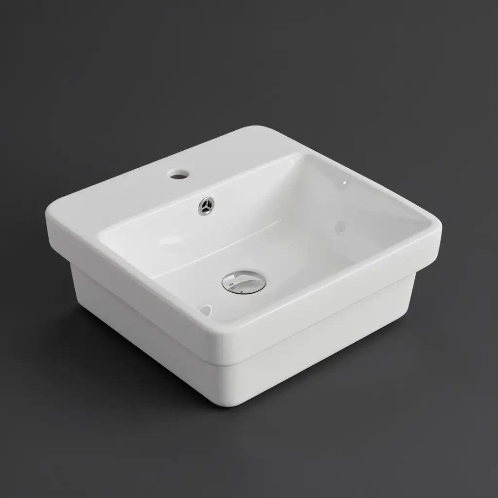 415*415*155mm Gloss White Kliff Fine Ceramic Insert Basin Tap Hole Overflow,32mm Waste