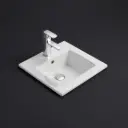 415*415*170mm Gloss White Crete Fine Ceramic Insert Basin Tap Hole Overflow,32mm Waste