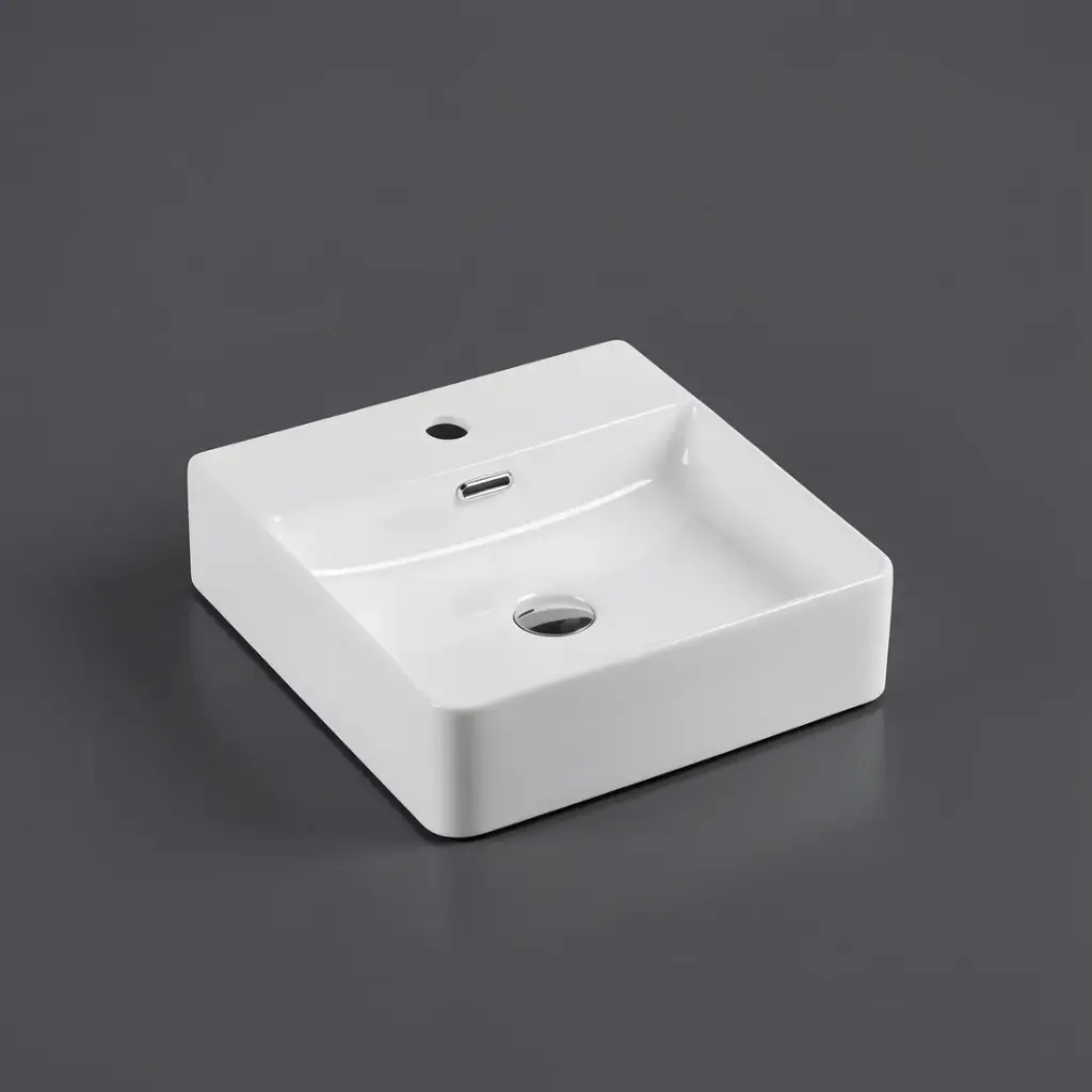 [50138] 420*420*120mm Wall Hung Square Basin With Mixer Hole