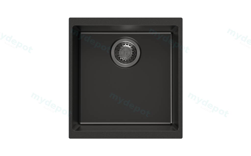 [41390] 430*460*200mm Carysil Black Single Bowl Granite Kitchen/Laundry Sink Top/Flush/Under Moun