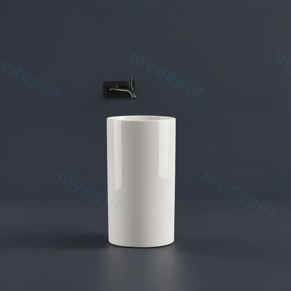 [55491] 445*455*860mm Matte White Ollia Free Standing Pedestal Art Basin