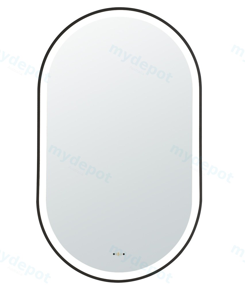450(W)*900mm(H) Matte Black Ellips Framed LED Mirror