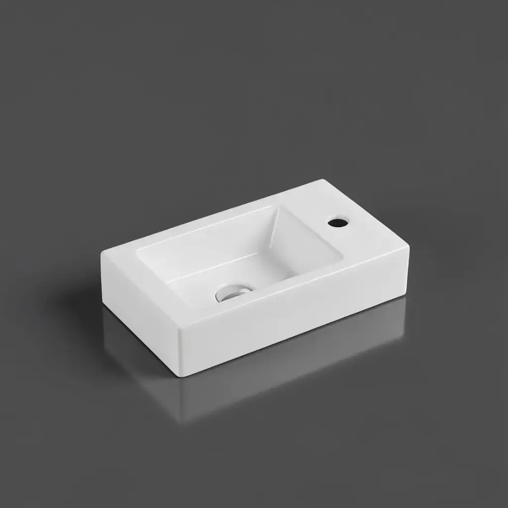 [50097] 450*260*100mm Wall Hung Rectangular Basin With Right Side Mixer Hole