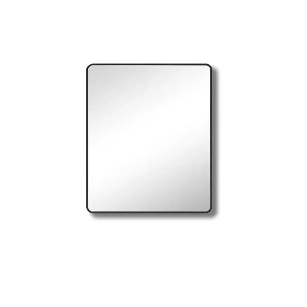 450X600mm Pencil Edge Rectangle Plain Mirror Matte Black Framed