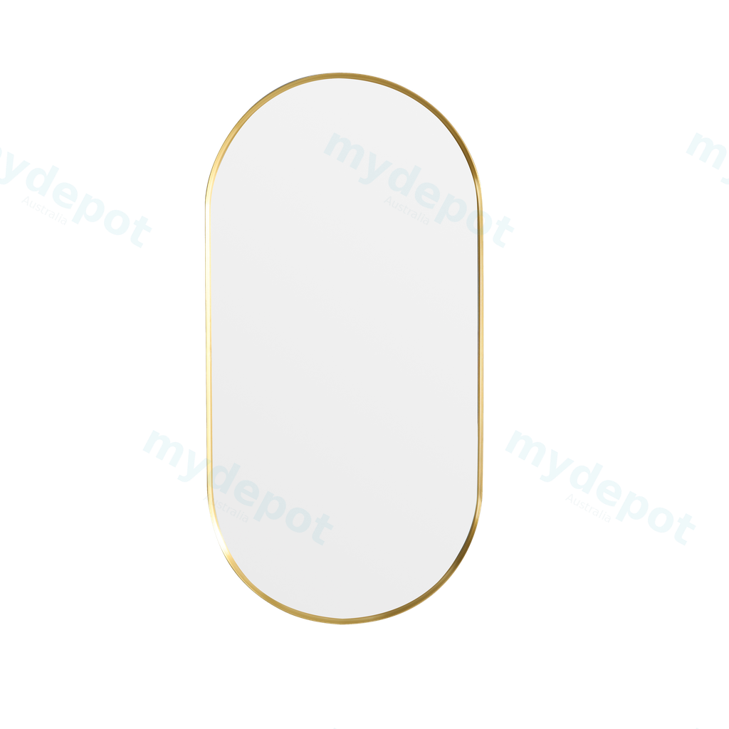 [55912] 450X1200X35mm Brushed Gold Ellips Frame Mirror