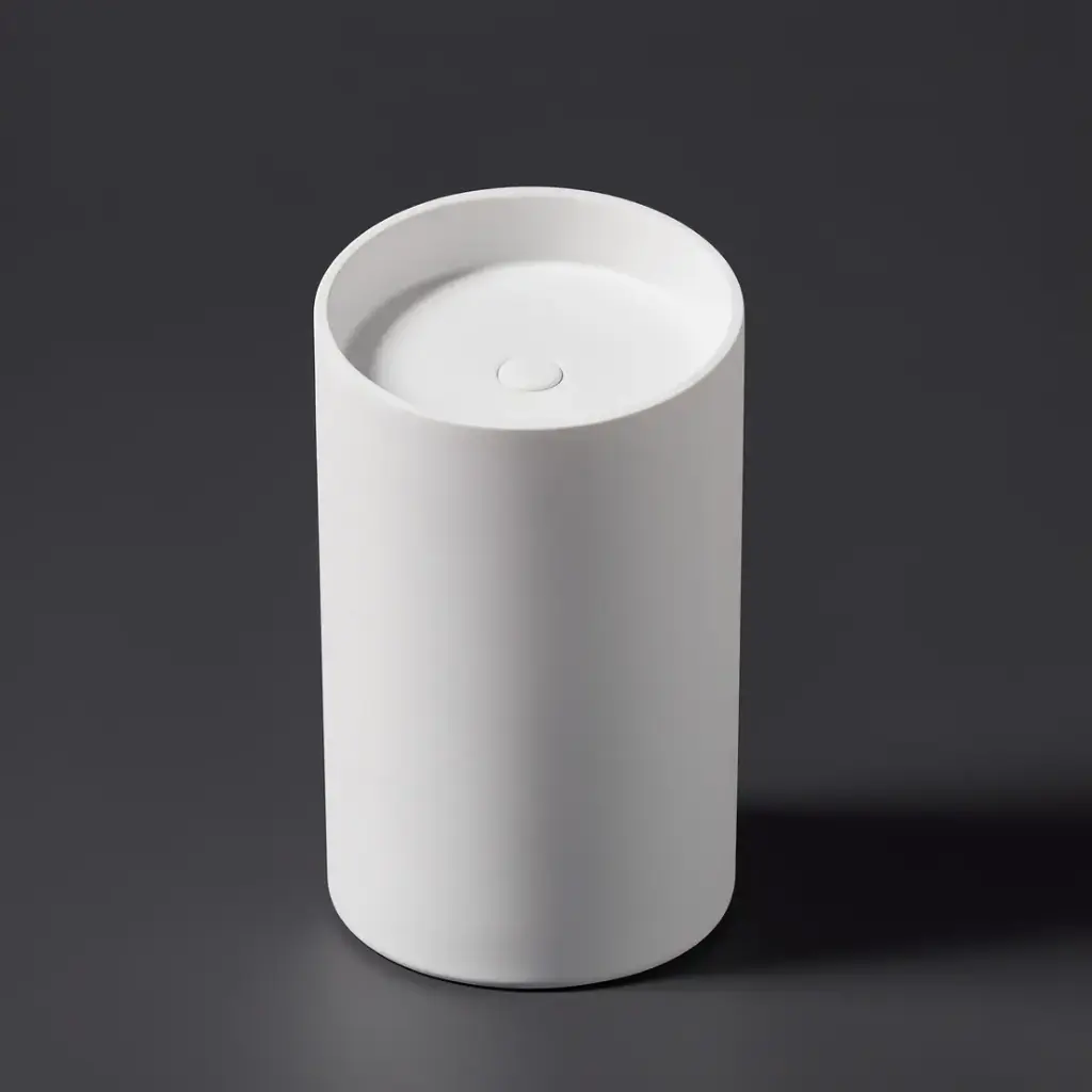 [55409] 450X450X900mm Matt White Olley Solid Surface Stone Pedestal Basin None Overflow 32mm Waste