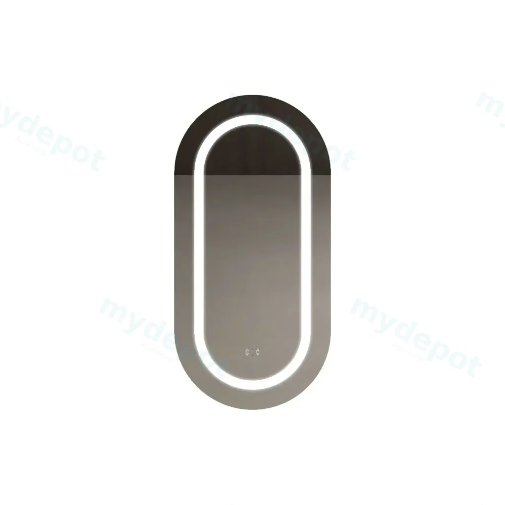 [91109/OSV4590MW-LED] 450mm Oval Matte White MDF One Door LED Shaving Cabinet
