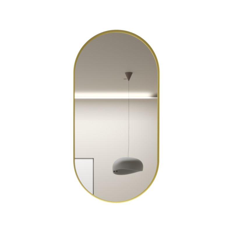 450×900mm Brushed Gold Framed Oval 3 Color Backlit LED Mirror With Touchless Sensor Switch