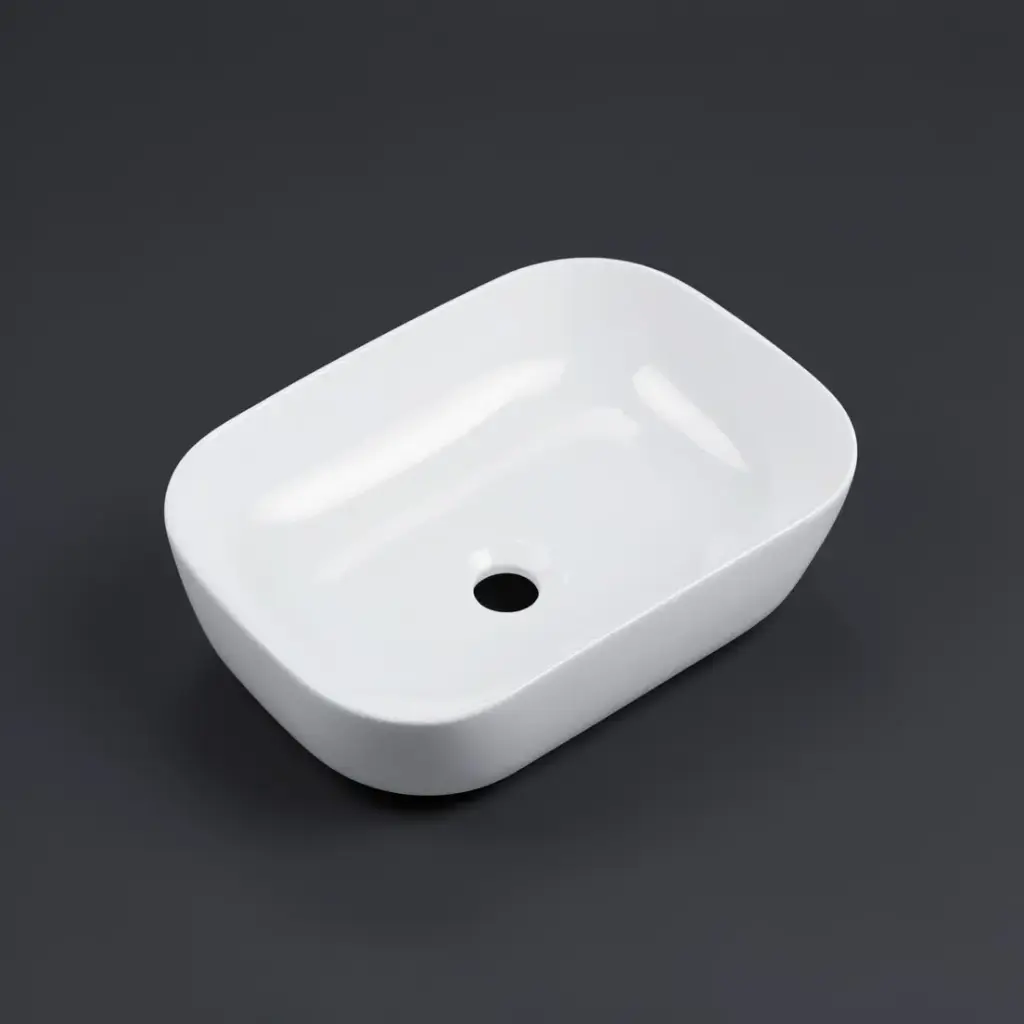 [90138/AC4632S] 460*320*135mm Rectangle Gloss White Ceramic Above Counter Basin Non-overflow