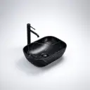 460*325*137mm Matt Marble Black Ellips Fine Ceramic Above Counter Basins Non Overflow,32mm Waste