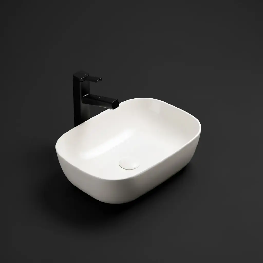 [55436] 460*325*137mm Matte White Ellips Fine Ceramic Above Counter Basins Non Overflow,32mm Waste