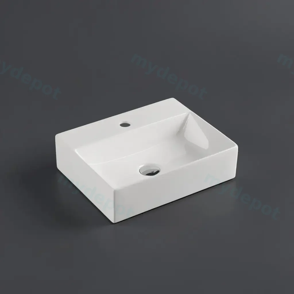 [50085] 460*360*120mm Wall Hung Rectangular Basin With Mixer Hole