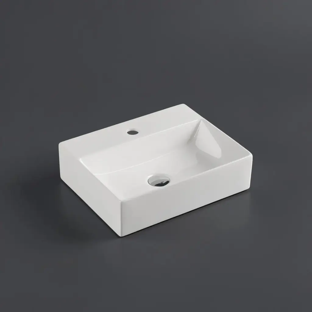 460*360*120mm Wall Hung Rectangular Basin With Mixer Hole