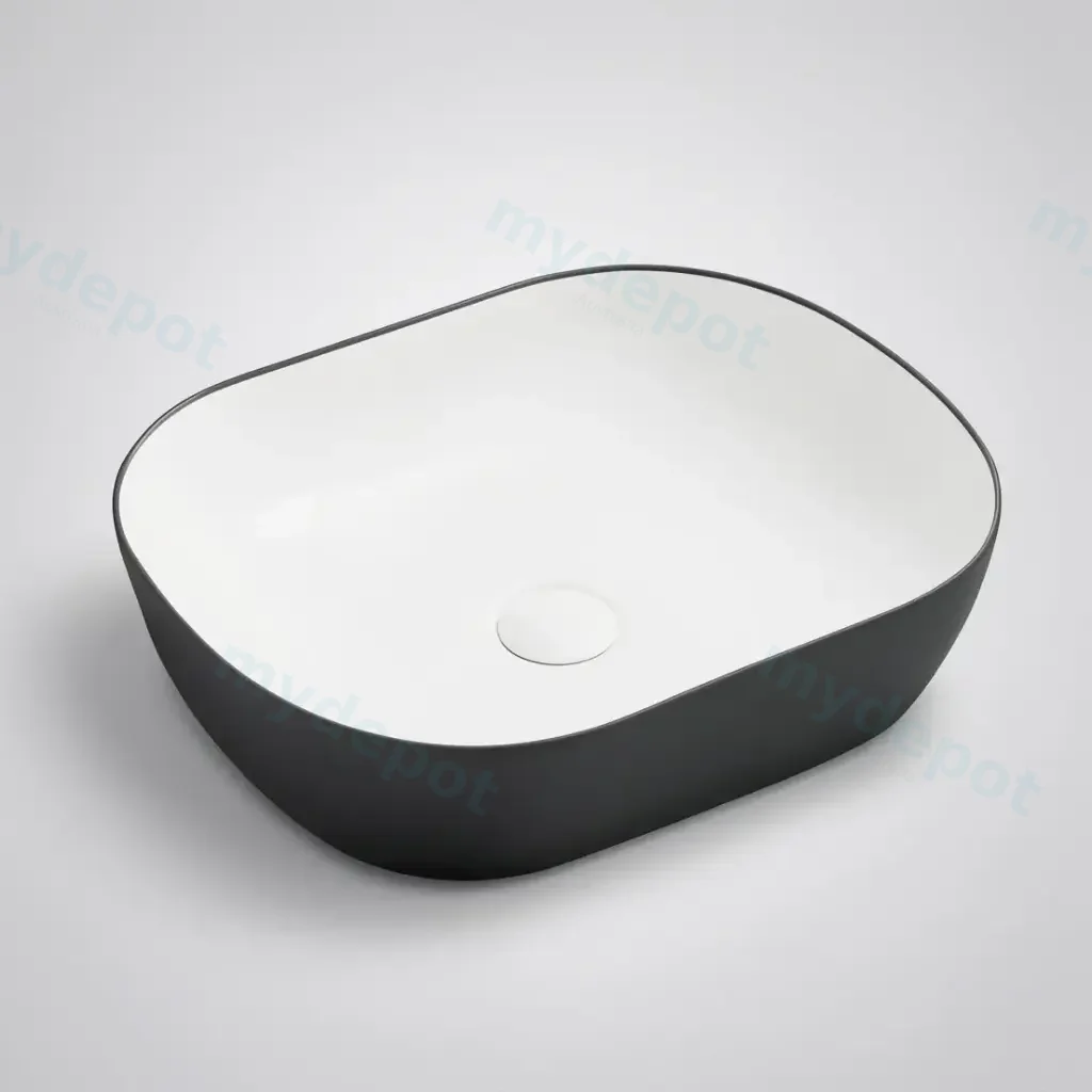 [50012] 465*375*115mm Black&White Above Counter Round-Edge Basin