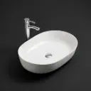 490*350*140mm Gloss White Ellips Fine Ceramic Above Counter Basins Non Overflow,32mm Waste