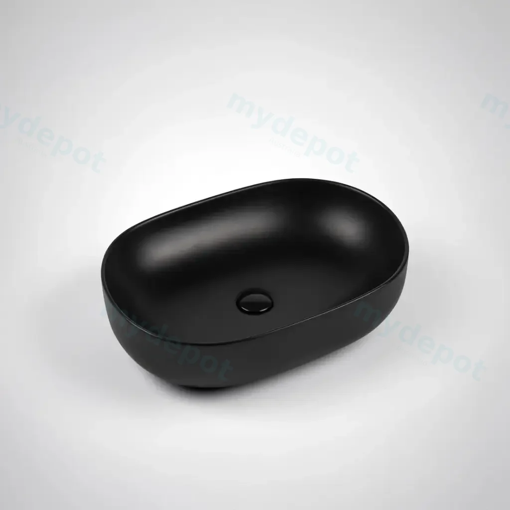 [55440] 490*350*140mm Matte Black Ellips Fine Ceramic Above Counter Basins Non Overflow,32mm Waste