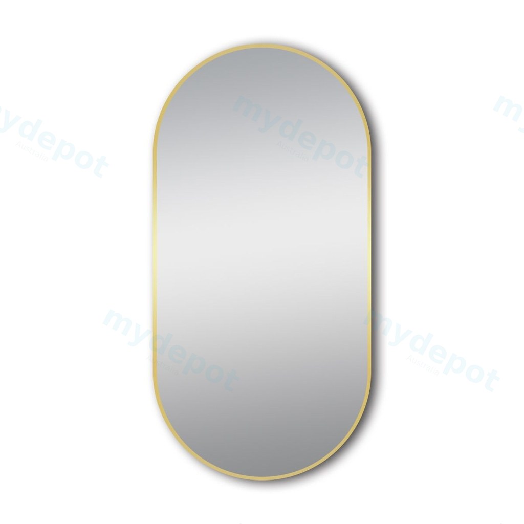 500*1000 Matte Brushed Gold Oval Framed Mirror