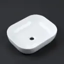 500x400x150mm Rectangle Gloss White Ceramic Above Counter Basin Non-overflow