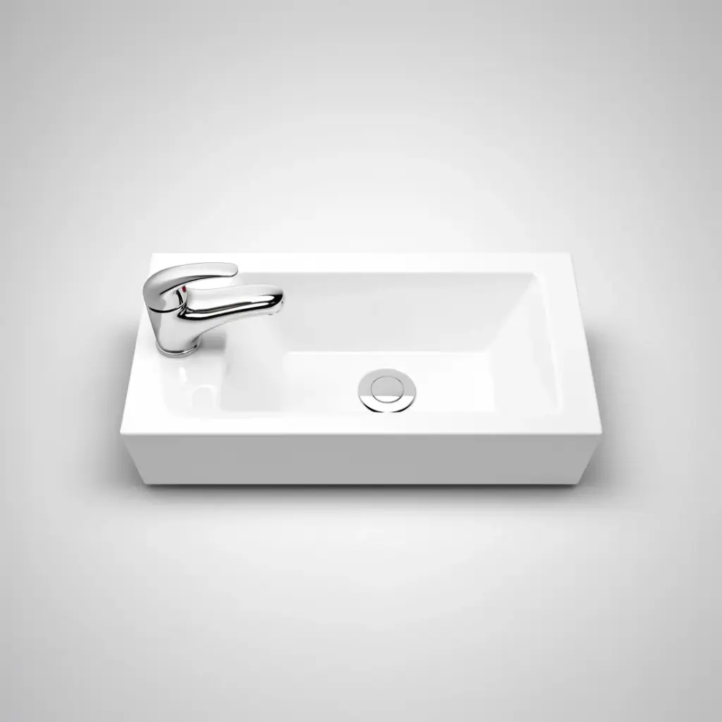 [90161/CT5025L] 500L*245D*125HMM Gloss White Ceramic Top Left Tap Hole