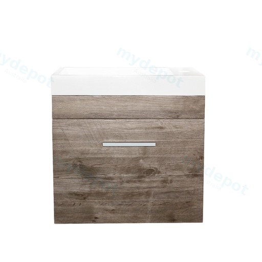 500mm White Oak MDF 1 Door Wall Hung Bathroom Vanity Cabinet Only