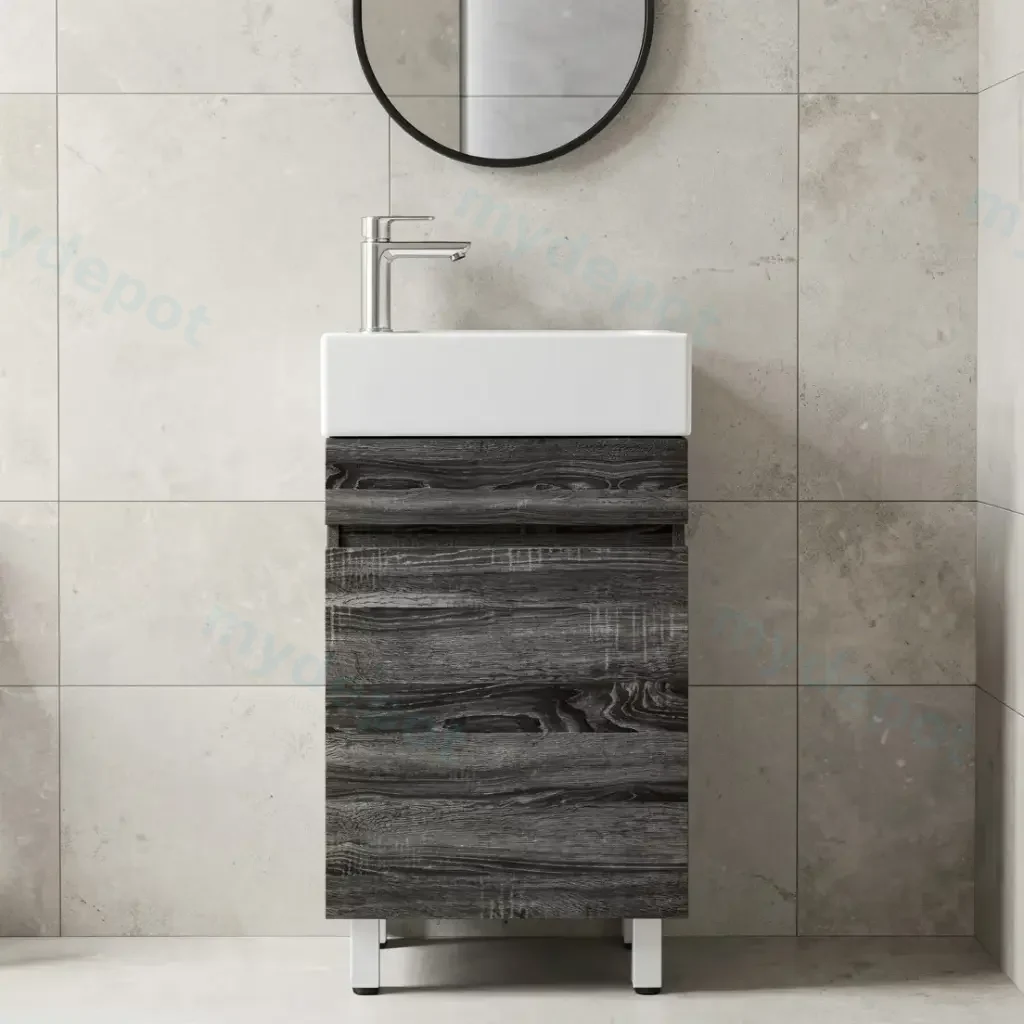500mm Dark Grey MDF 1 Door Freestanding Bathroom Vanity Cabinet Only
