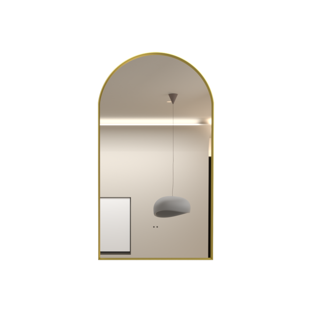 500x900mm Brushed Gold Framed Arch 3 Color Backlit LED Mirror With Touchless Sensor Switch