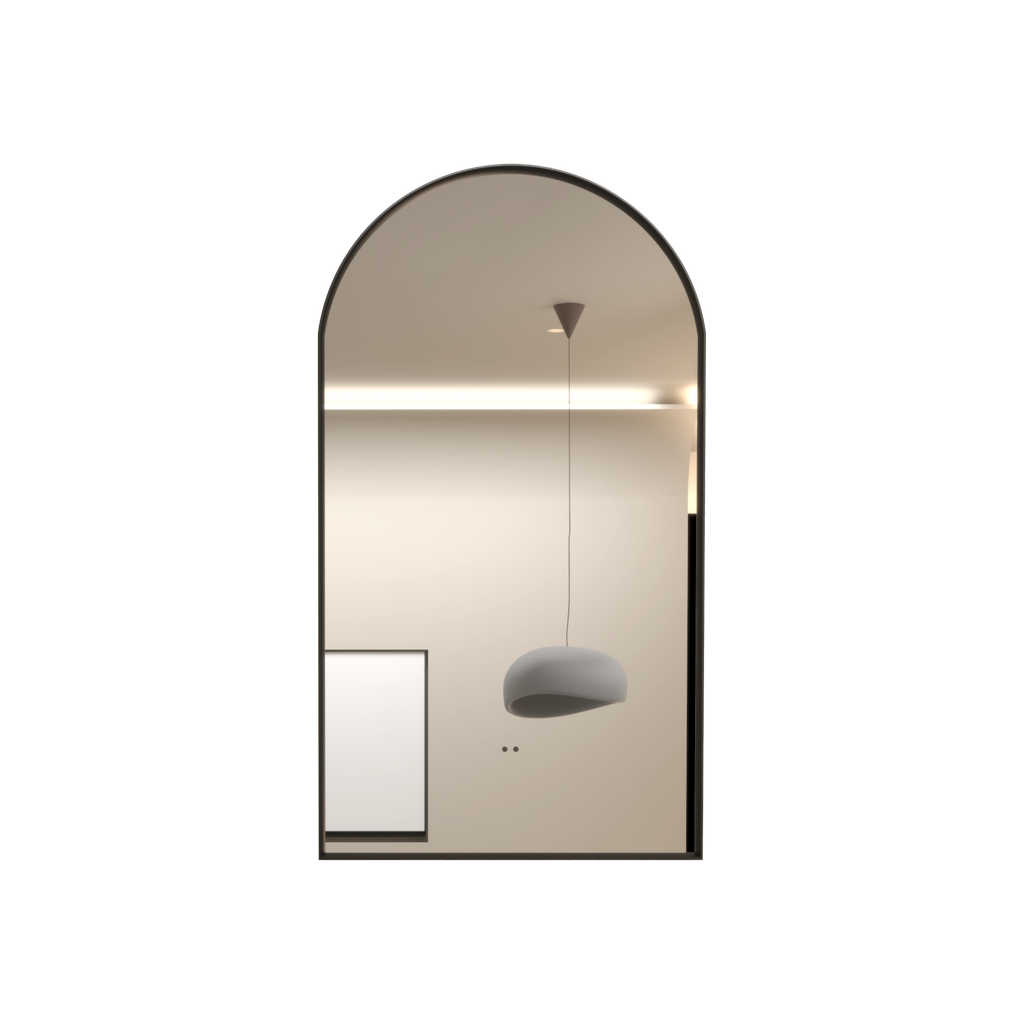 500x900mm Matte Black Framed Arch 3 Color Backlit LED Mirror With Touchless Sensor Switch
