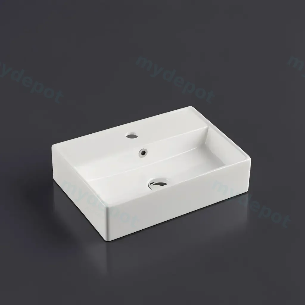 [50086] 505*350*125mm Wall Hung Rectangular Basin With Mixer Hole