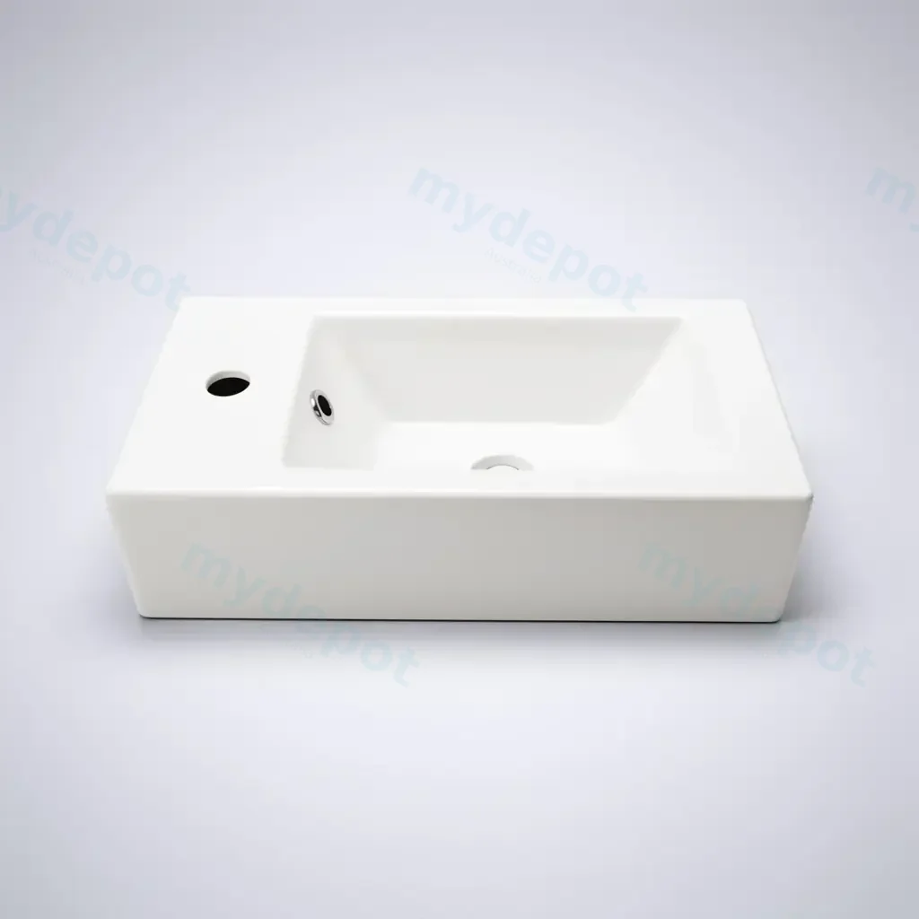 510Lx255Dx150Hmm Gloss White Ceramic Top Left Tap Hole